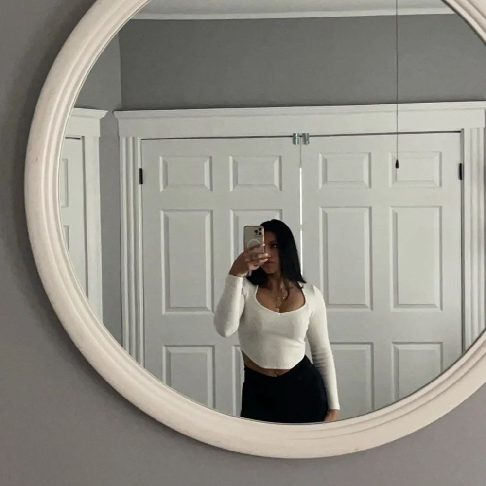 Elegant White Round Wall Mirror